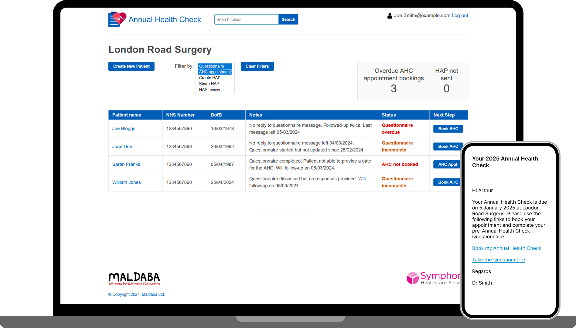 A patient with their family and multiple view of the system